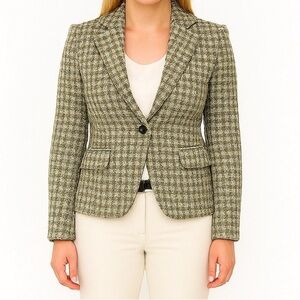 Banana Republic Sage Green Off White Cream Checkered Blazer Size Small